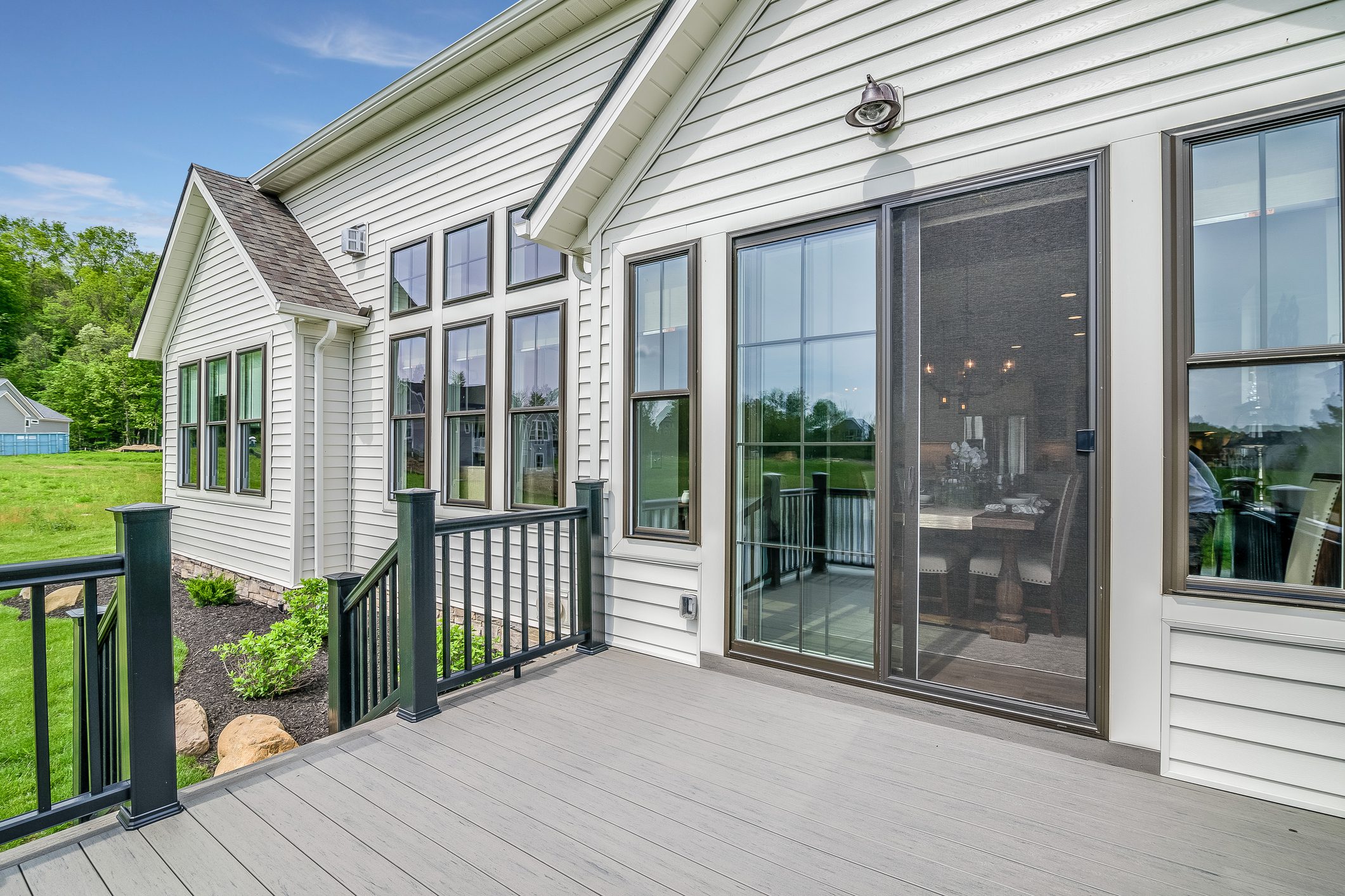 Double glass doors allow for smooth and convenient access for inside out entertaining